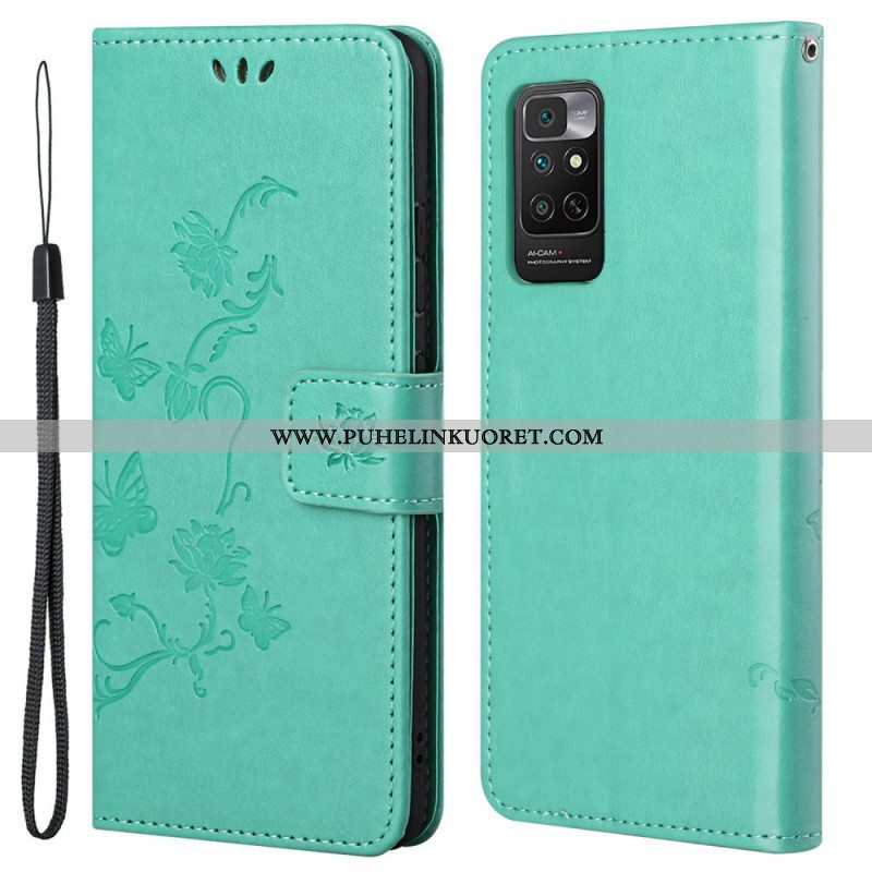 Flip Case Xiaomi Redmi Note 11 / 11S Suojaketju Kuori Strap Kukat