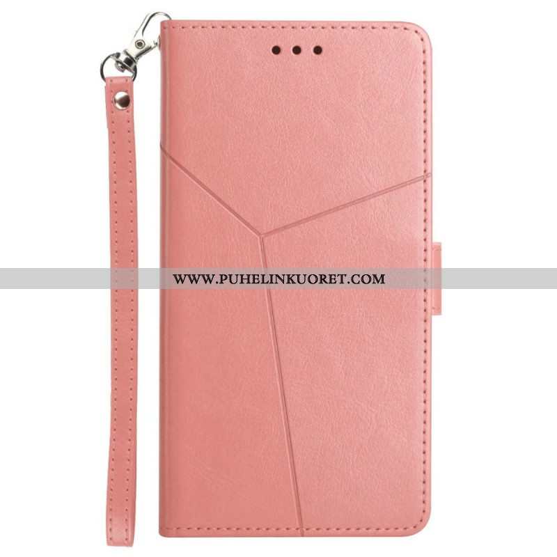 Nahkakotelo Xiaomi Redmi Note 11 Pro Plus 5G Suojaketju Kuori Strappy Geometric Leather Style