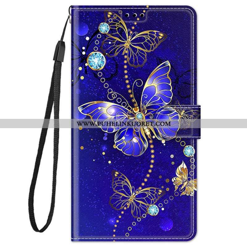 Kotelot Xiaomi Redmi Note 11 Pro Plus 5G Suojaketju Kuori Strap Butterflies Fan