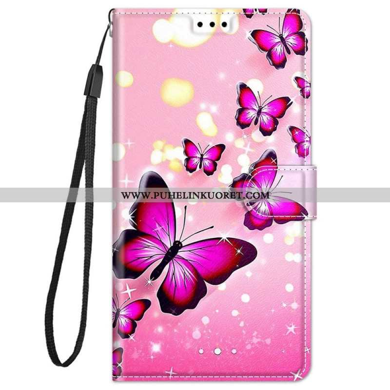 Kotelot Xiaomi Redmi Note 11 Pro Plus 5G Suojaketju Kuori Strap Butterflies Fan