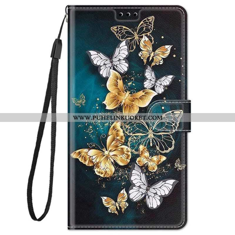 Kotelot Xiaomi Redmi Note 11 Pro Plus 5G Suojaketju Kuori Strap Butterflies Fan