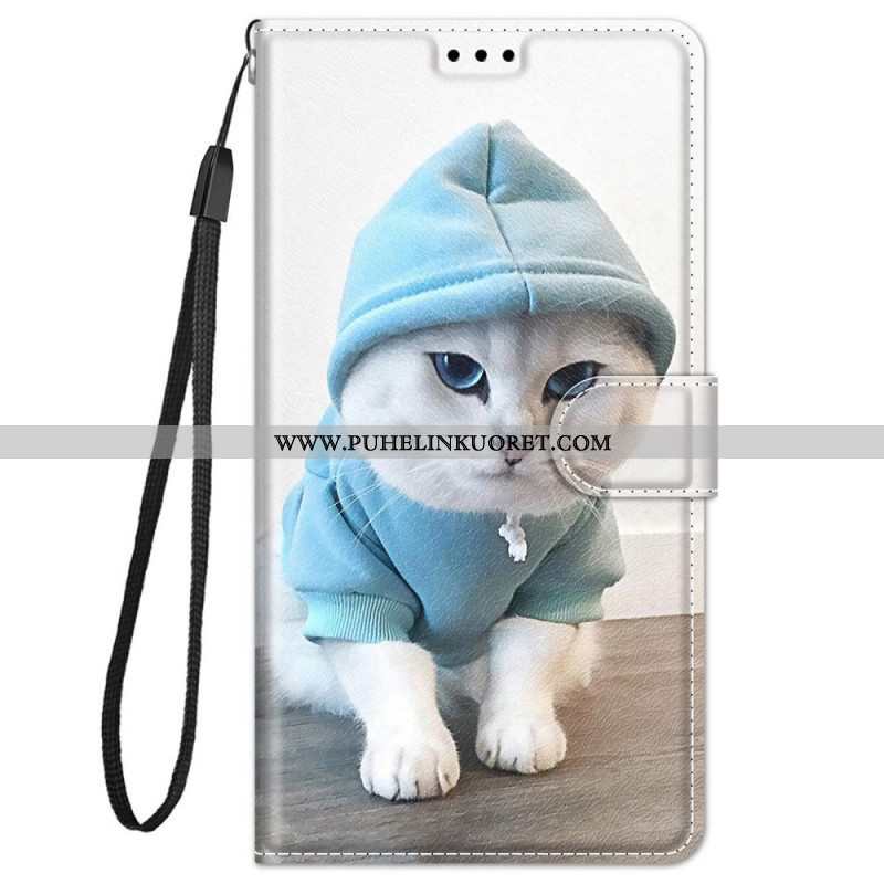 Flip Case Xiaomi Redmi Note 11 Pro Plus 5G Suojaketju Kuori Thong Cat Fan