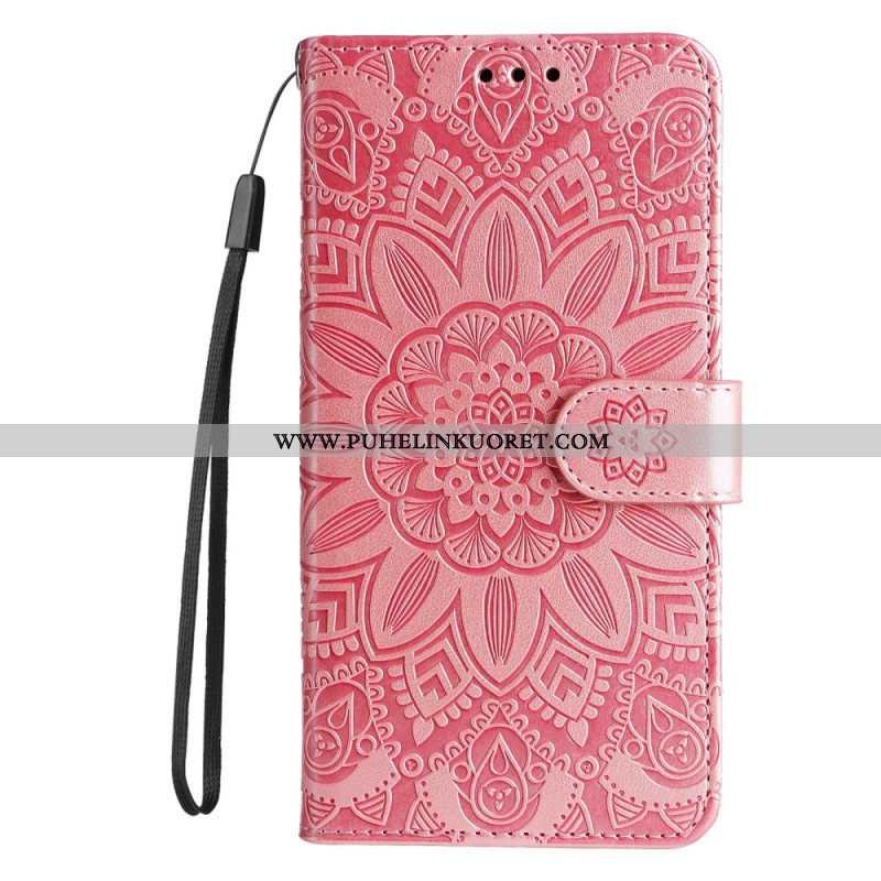 Nahkakotelo Xiaomi Redmi Note 12 5G Suojaketju Kuori Mandala-koriste Hihnalla