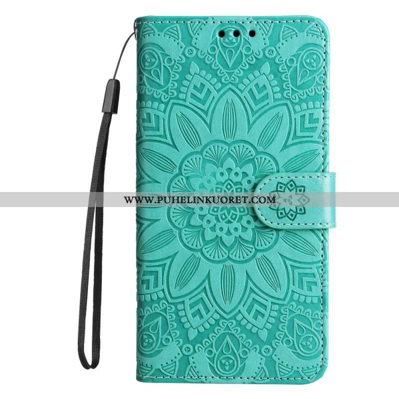 Nahkakotelo Xiaomi Redmi Note 12 5G Suojaketju Kuori Mandala-koriste Hihnalla