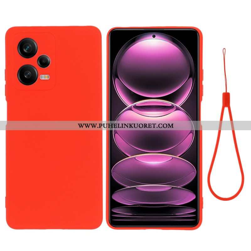 Case Xiaomi Redmi Note 12 Pro Nestemäinen Silikoni Kaulanauhalla