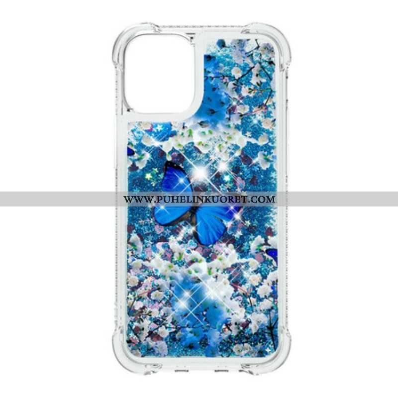 Case iPhone 13 Mini Glitter Blue Perhoset