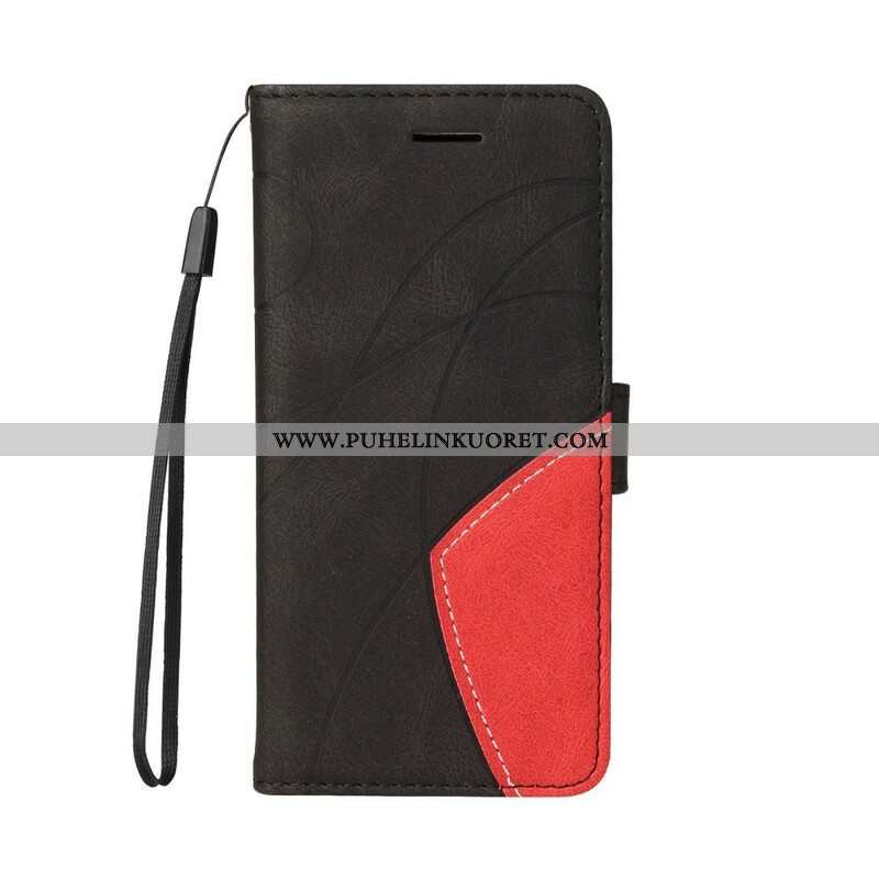 Flip Case iPhone 13 Mini Kaksisävyinen Signature Faux Leather