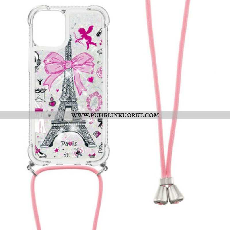 Case iPhone 13 Mini Kiristysnyörillä Cordon Eiffel Towerissa