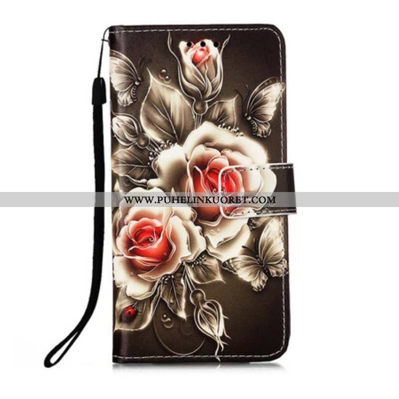 Flip Case iPhone 13 Pro Kultaiset Ruusut