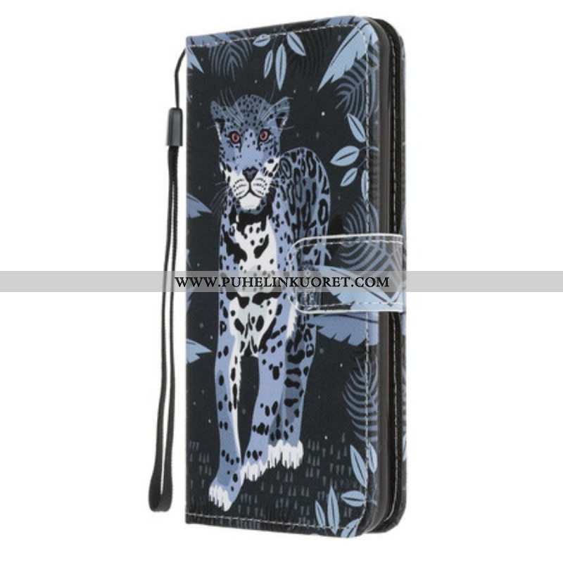 Flip Case iPhone 13 Pro Suojaketju Kuori Strappy Leopard