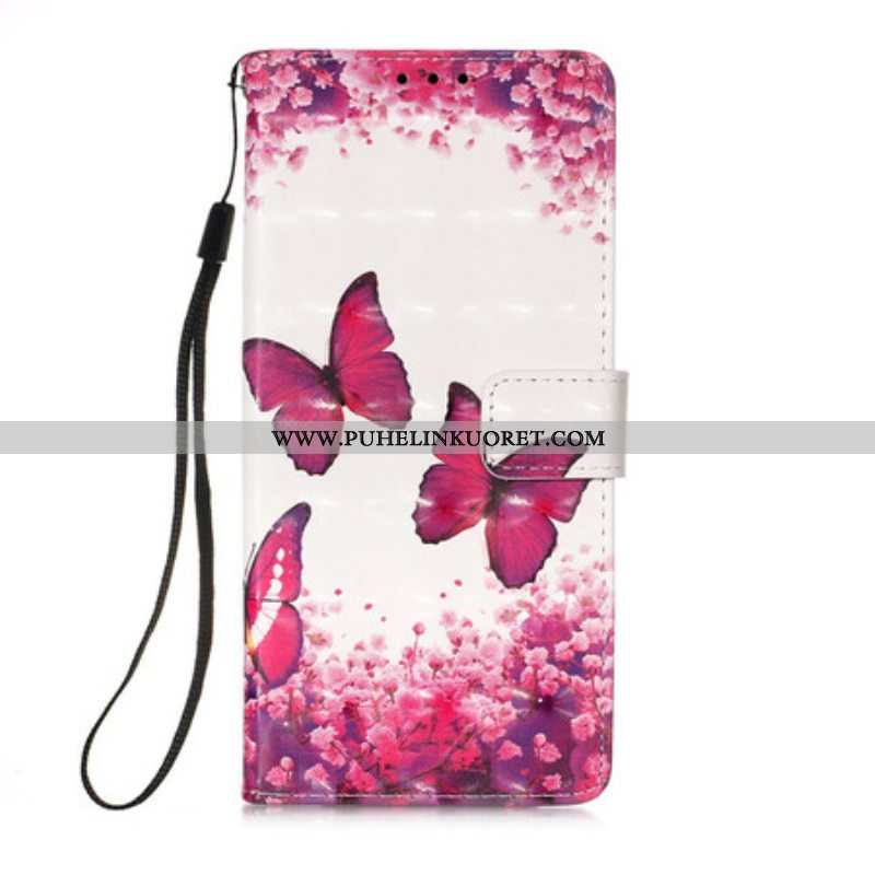 Flip Case iPhone 13 Pro Punaiset Perhoset