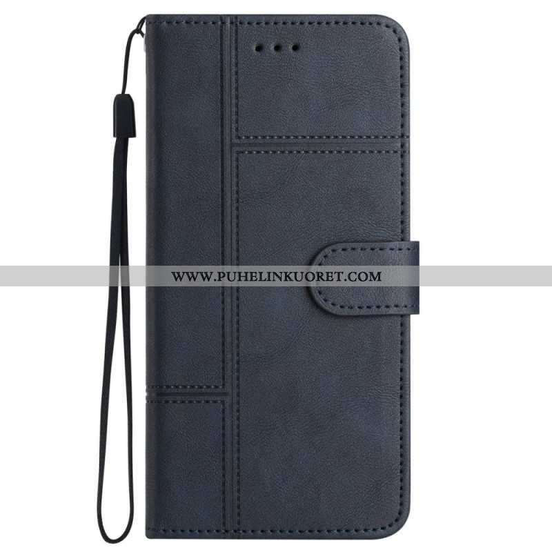 Kotelot iPhone 14 Pro Max Suojaketju Kuori Strappy Business Leather Style