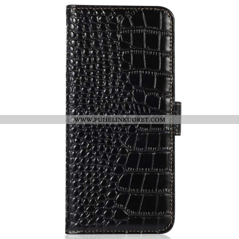 Nahkakotelo iPhone 14 Pro Max Crocodile Style Rfid