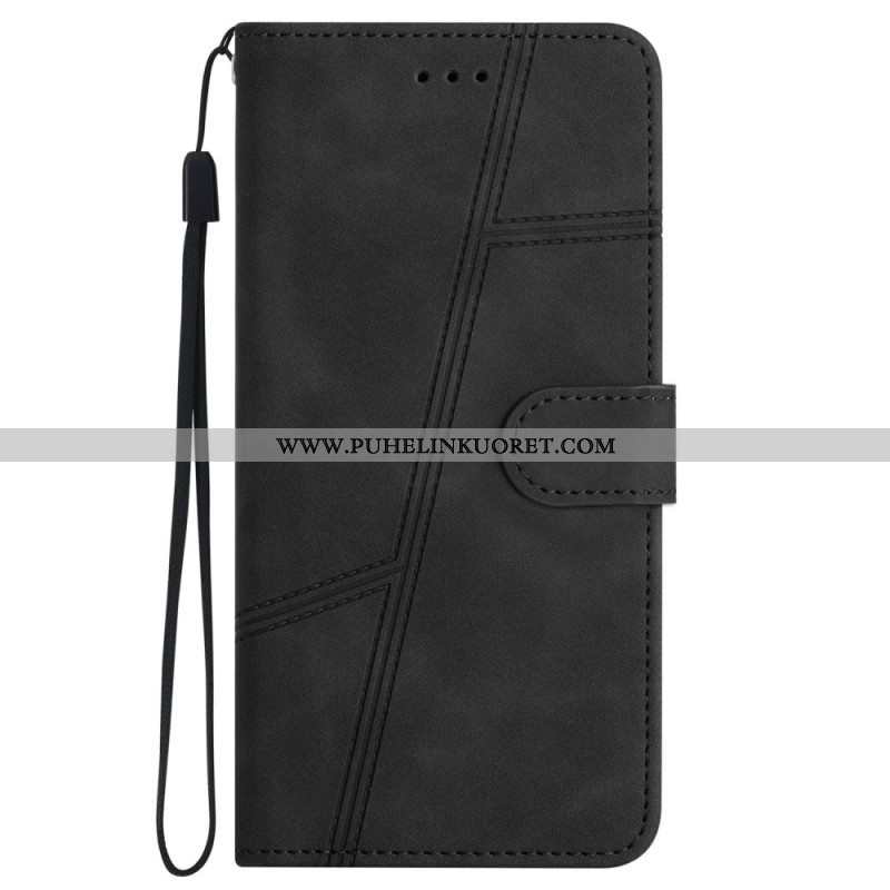 Kotelot iPhone 14 Pro Suojaketju Kuori Strappy Elegance Leather Style