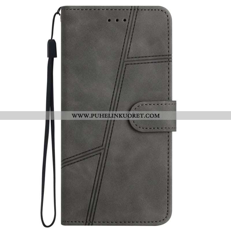 Kotelot iPhone 14 Pro Suojaketju Kuori Strappy Elegance Leather Style