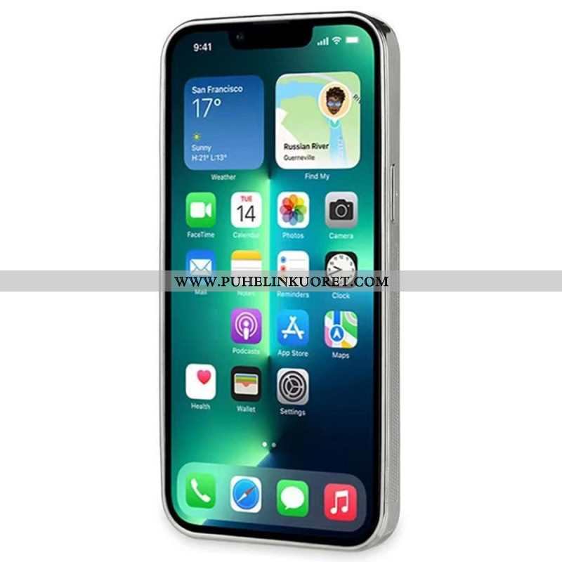 Kuori iPhone 14 Keinonahkainen Krokotiili Tukihihnalla