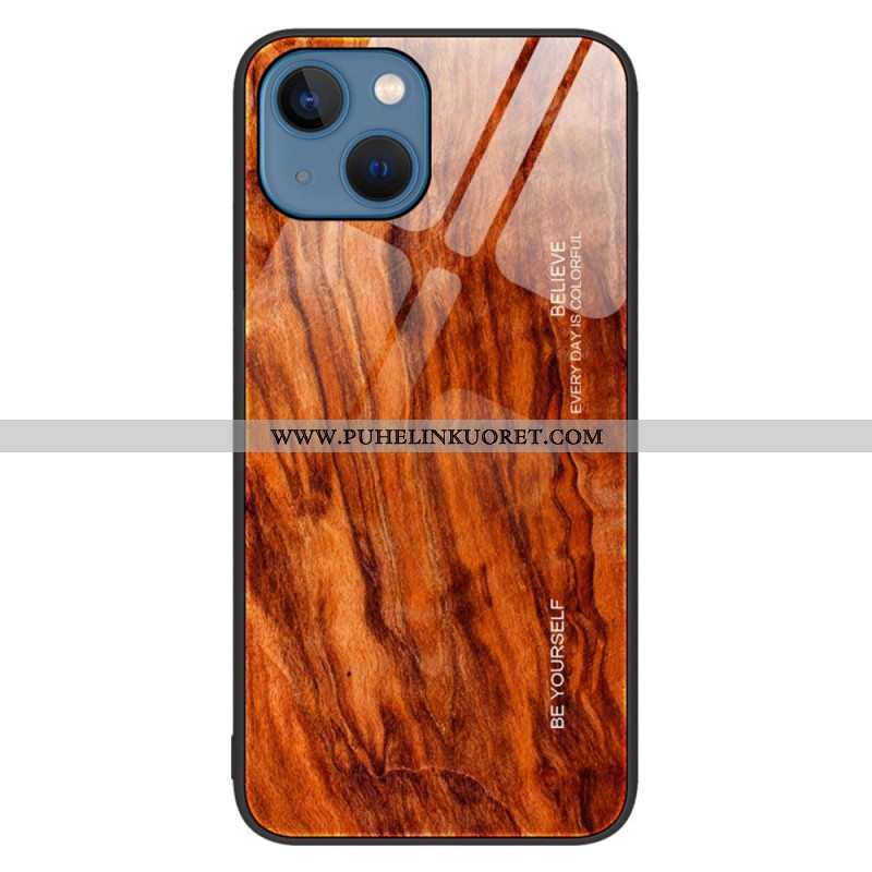 Kuori iPhone 14 Wood Design Karkaistu Lasi