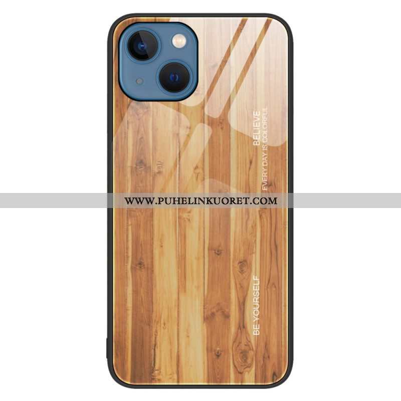 Kuori iPhone 14 Wood Design Karkaistu Lasi