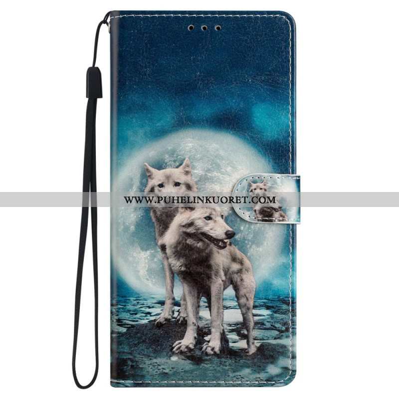 Kotelot iPhone 15 Plus Suojaketju Kuori Lanyard Wolves