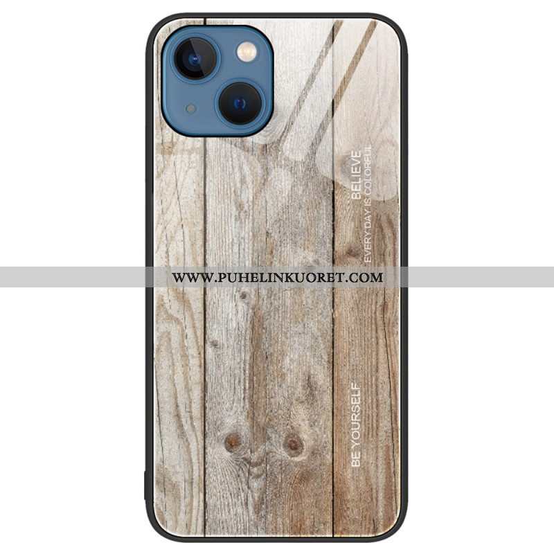 Kuori iPhone 15 Plus Tempered Glass Wood Design