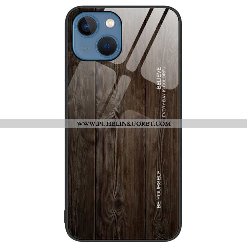 Kuori iPhone 15 Plus Tempered Glass Wood Design