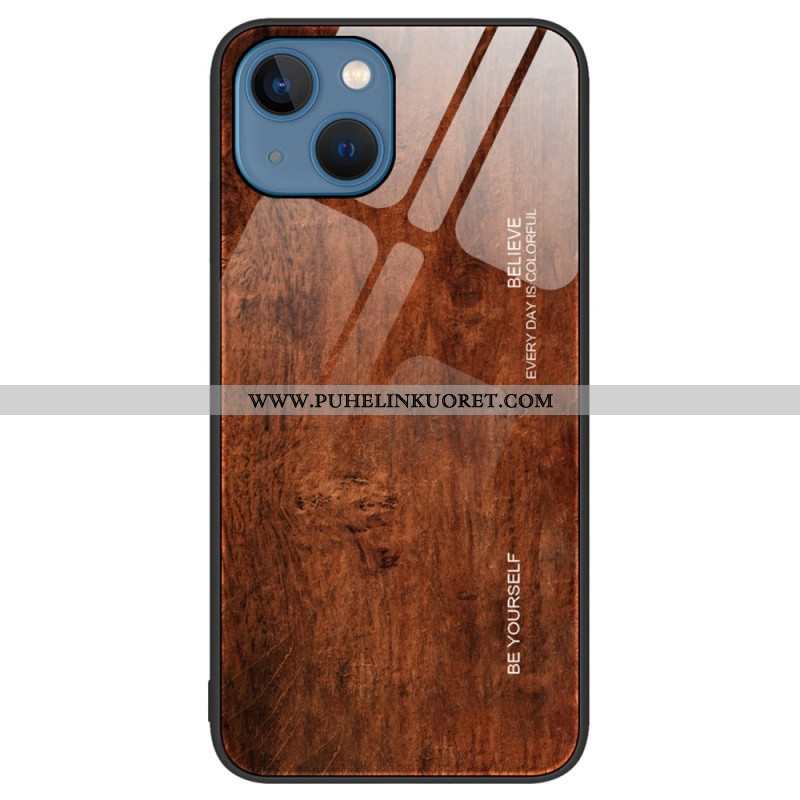 Kuori iPhone 15 Plus Tempered Glass Wood Design