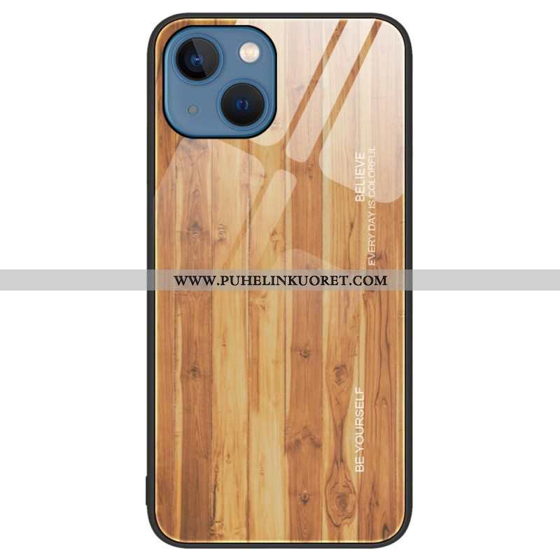 Kuori iPhone 15 Plus Tempered Glass Wood Design