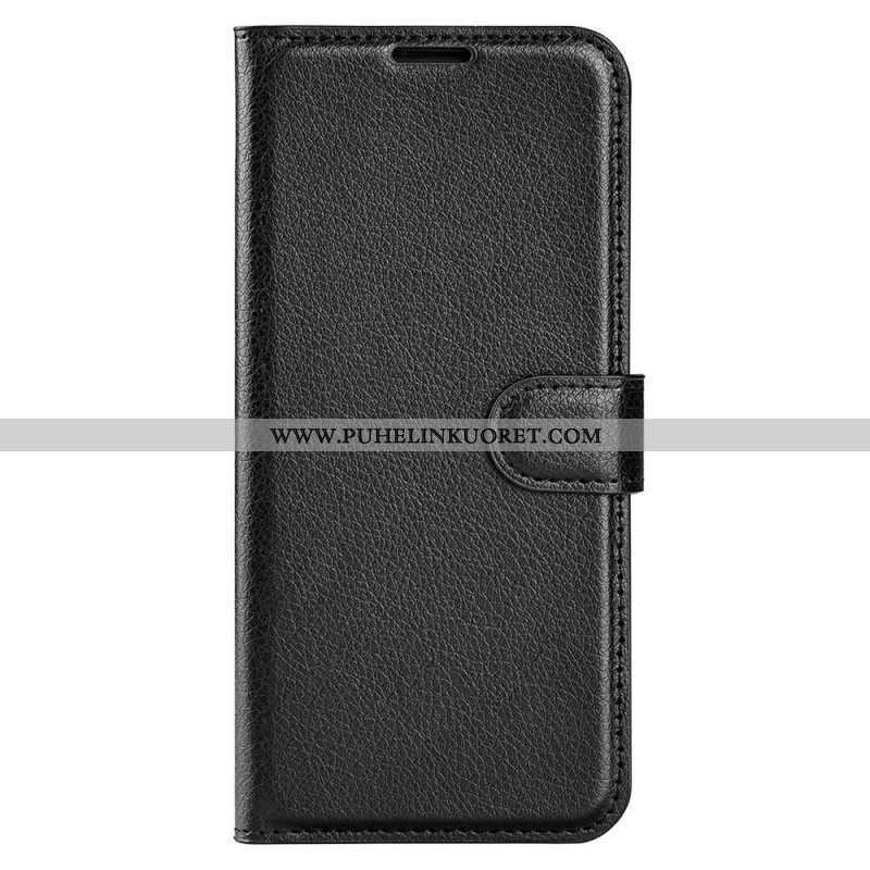 Kotelot iPhone 15 Plus Classic Litchi Faux Leather