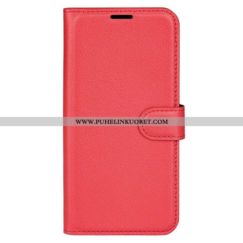 Kotelot iPhone 15 Plus Classic Litchi Faux Leather