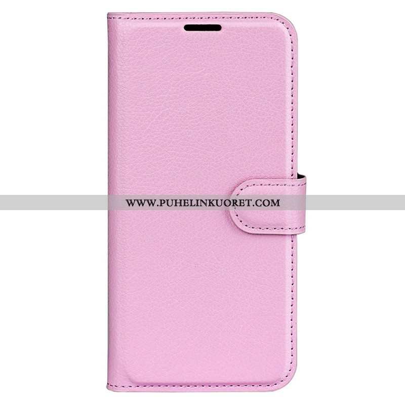 Kotelot iPhone 15 Plus Classic Litchi Faux Leather