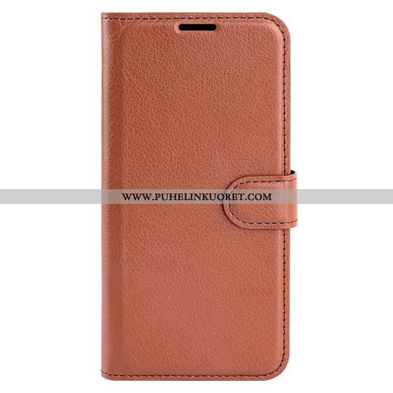 Kotelot iPhone 15 Plus Classic Litchi Faux Leather