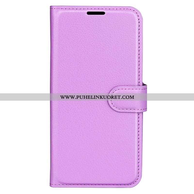 Kotelot iPhone 15 Plus Classic Litchi Faux Leather