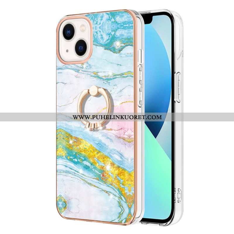 Case iPhone 15 Plus Marmori-tyyli Tukirenkaalla