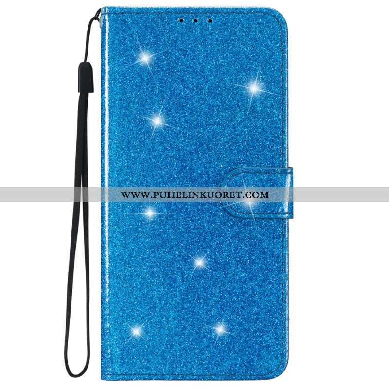 Kotelot iPhone 15 Plus Suojaketju Kuori Glitter-efekti Hihnalla