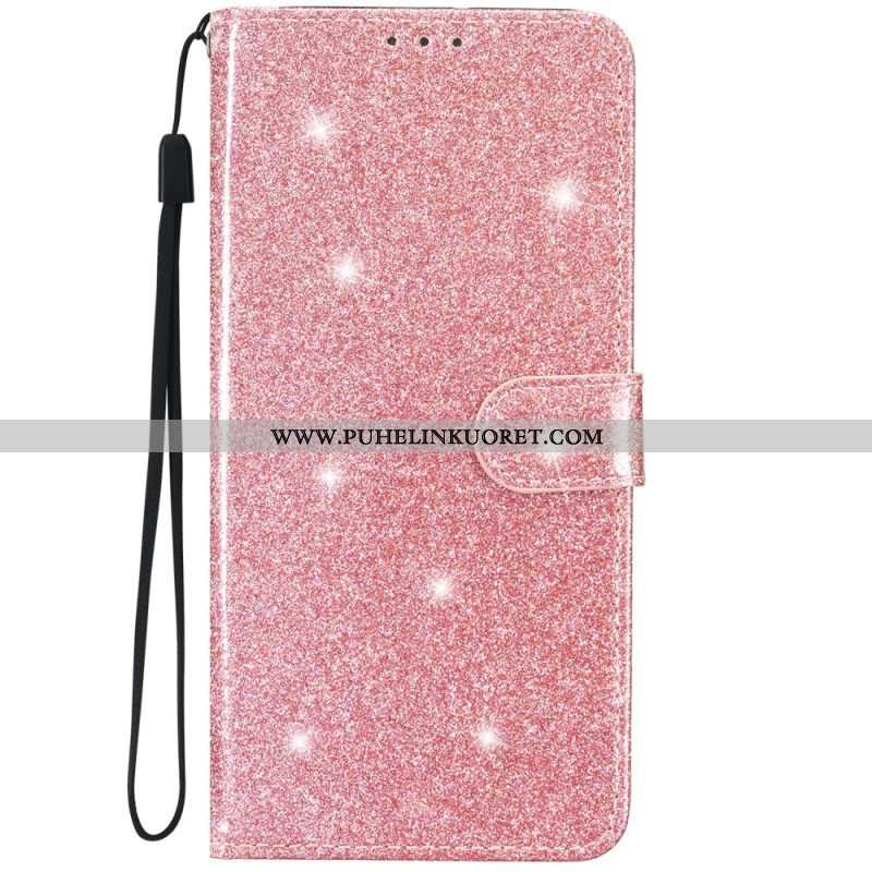 Kotelot iPhone 15 Plus Suojaketju Kuori Glitter-efekti Hihnalla