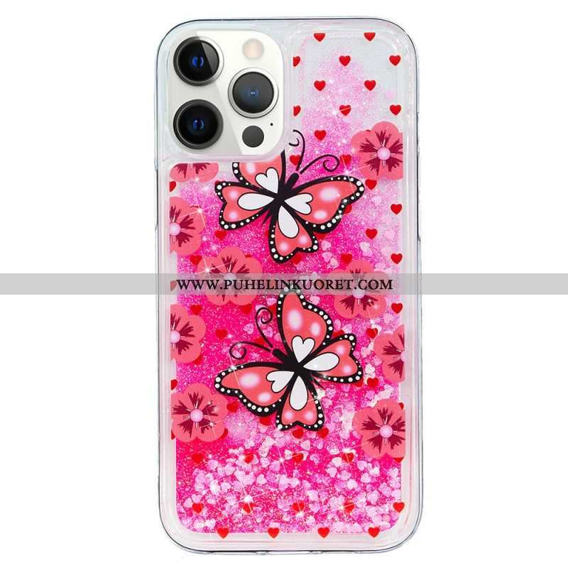 Kuori iPhone 15 Pro Max Perhoset Glitter