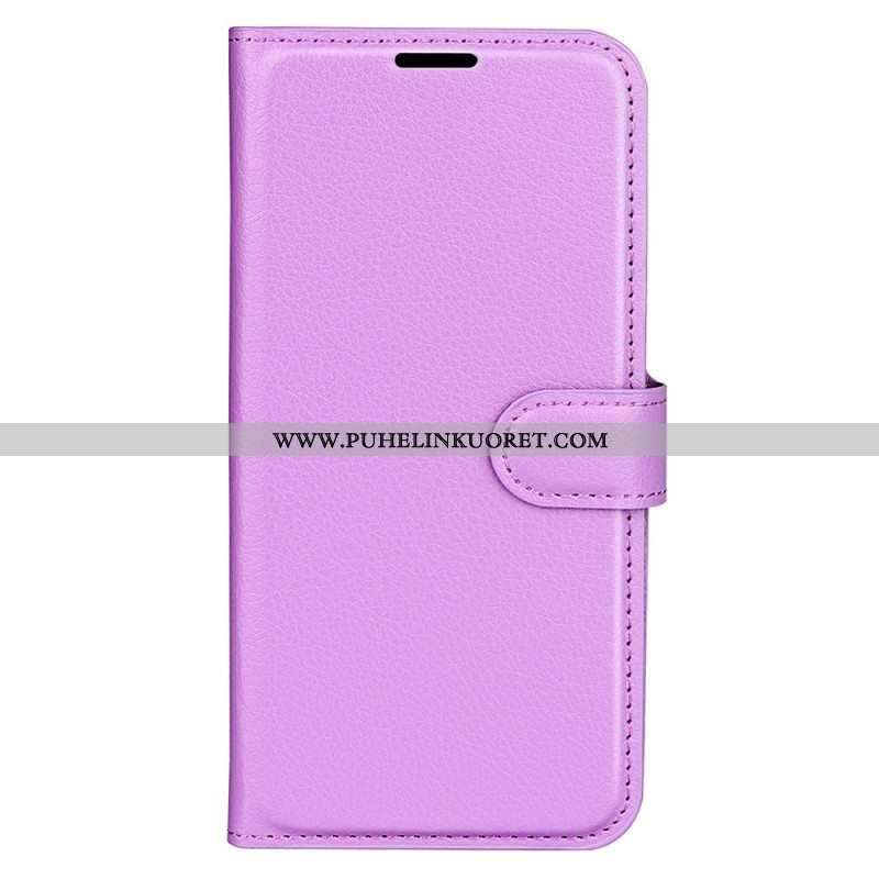 Kotelot iPhone 15 Pro Classic Litchi Faux Leather