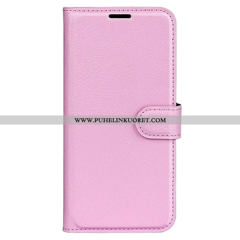 Kotelot iPhone 15 Pro Classic Litchi Faux Leather