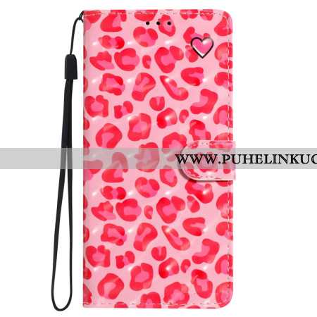 Kuoret Oppo A98 5g 3d Pink Leopard Hihnalla