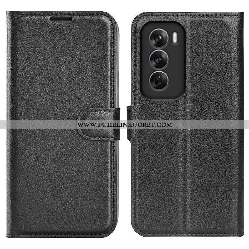 Kotelot Oppo Reno 12 5g Classic Litchi Faux Leather Suojakuori