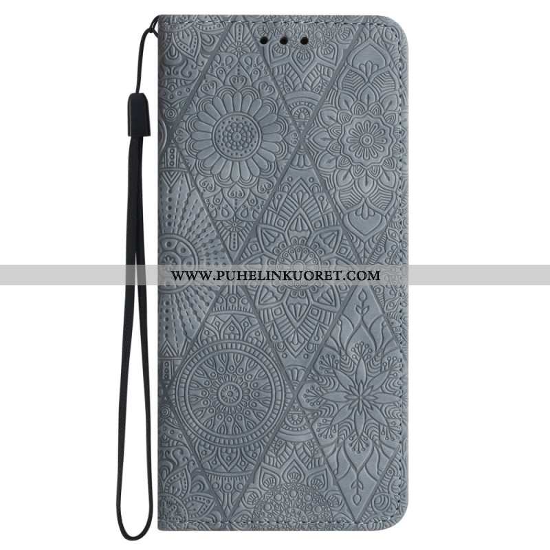 Nahkakotelo Samsung Galaxy A15 5g Patchwork Hihnalla Suojakuori