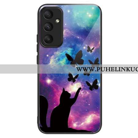 Kuori Samsung Galaxy A55 5g Tempered Glass Cat And Butterflies