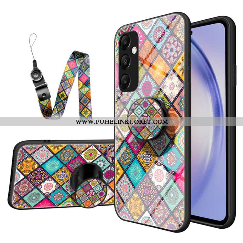 Kuori Samsung Galaxy A55 5g Tuki- Ja Patchwork-hihnalla Suojakuori