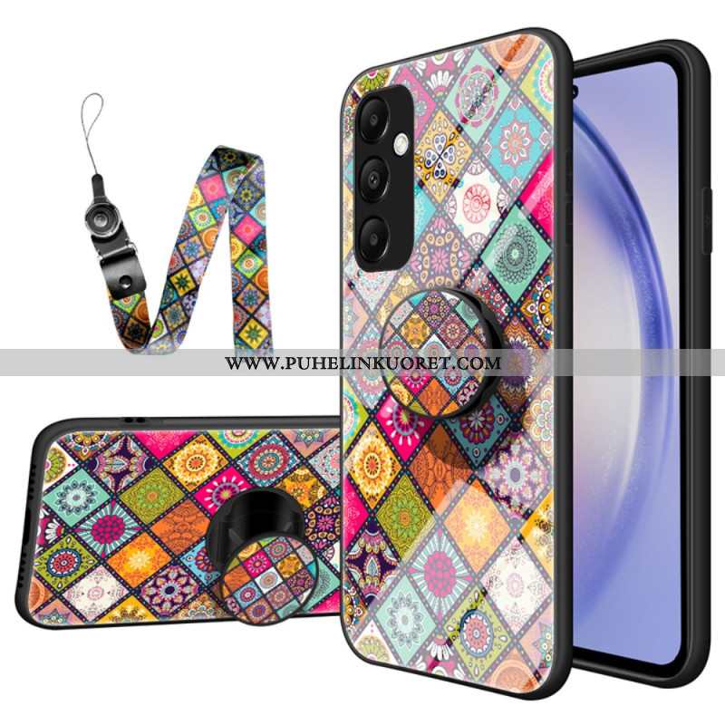 Kuori Samsung Galaxy A55 5g Tuki- Ja Patchwork-hihnalla Suojakuori