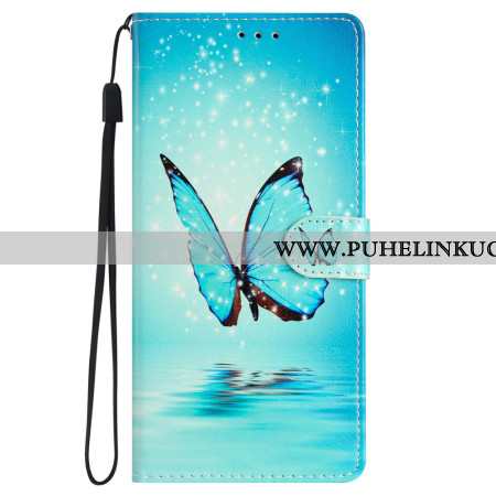 Kotelot Samsung Galaxy S24 Plus 5g Blue Butterfly Lanyard Flightissa Suojakuori