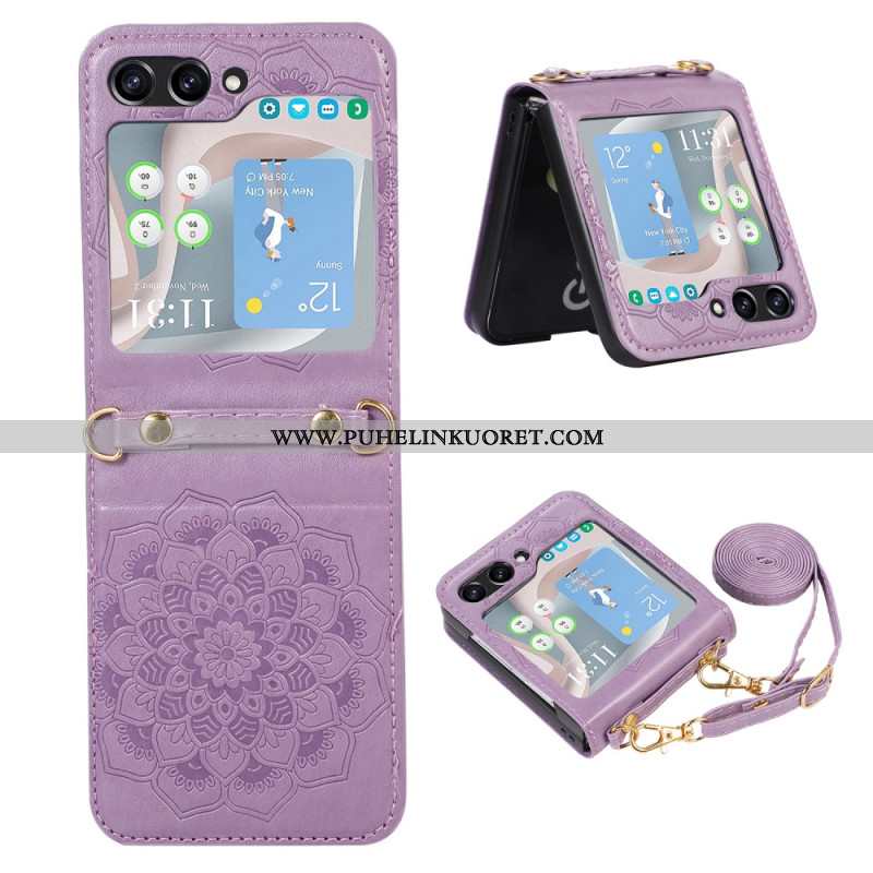 Case Samsung Galaxy Z Flip 5 Puhelinkuoret Mandala Olkahihnalla