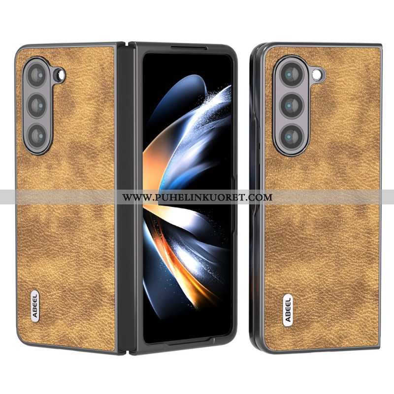 Kuori Samsung Galaxy Z Fold 5 Litsi Keinonahkaa Abeel Suojakuori