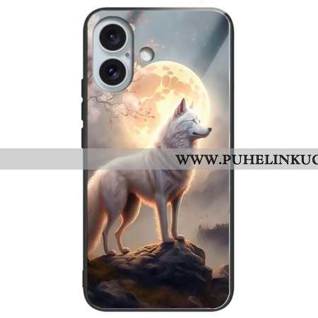 Kuori iPhone 16 Plus Moonlight Wolf Karkaistu Lasi