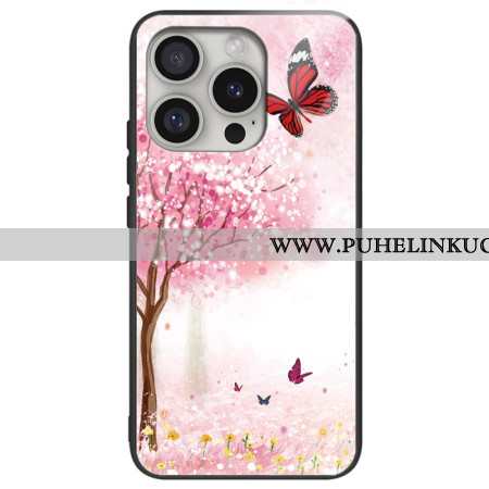 Kuori iPhone 16 Pro Max Tempered Glass Cherry Blossoms