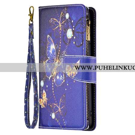 Kuoret iPhone 16 Pro Purple Butterflies -lompakko